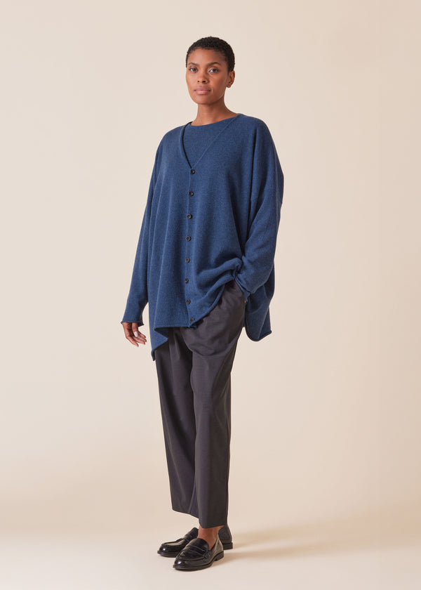 eskandar cashmere a-line V-neck cardigan - long