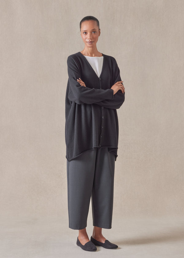 eskandar cashmere a-line V-neck cardigan - long