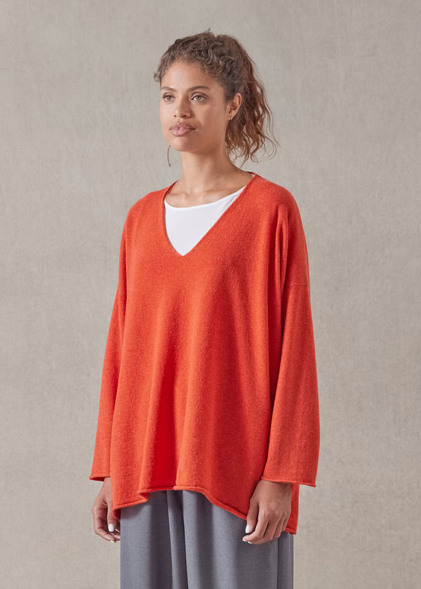 Eskandar Cashmere A-line V-neck Sweater - Long