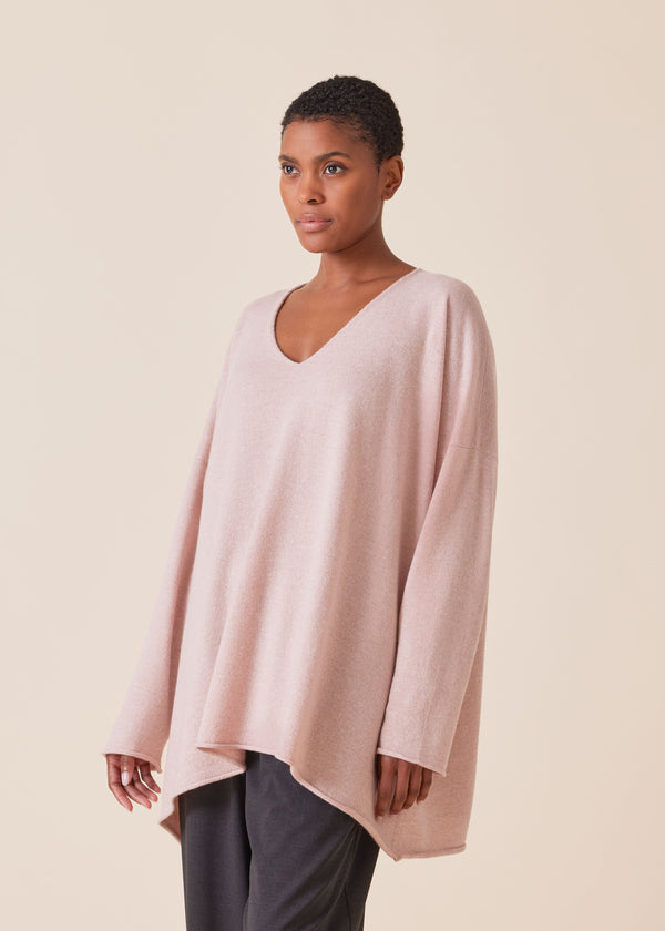 Eskandar Cashmere A-line V-neck Sweater - Long