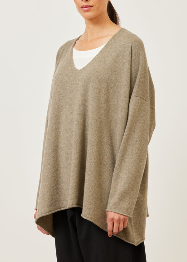 Eskandar Cashmere A-line V-neck Sweater - Long