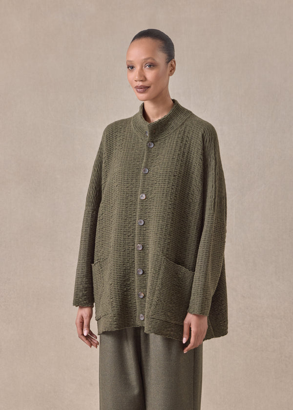 Eskandar Cashmere High Neck Button Cardigan - Long