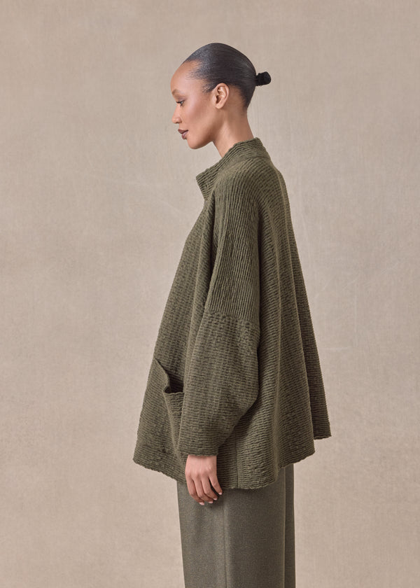 Eskandar Cashmere High Neck Button Cardigan - Long