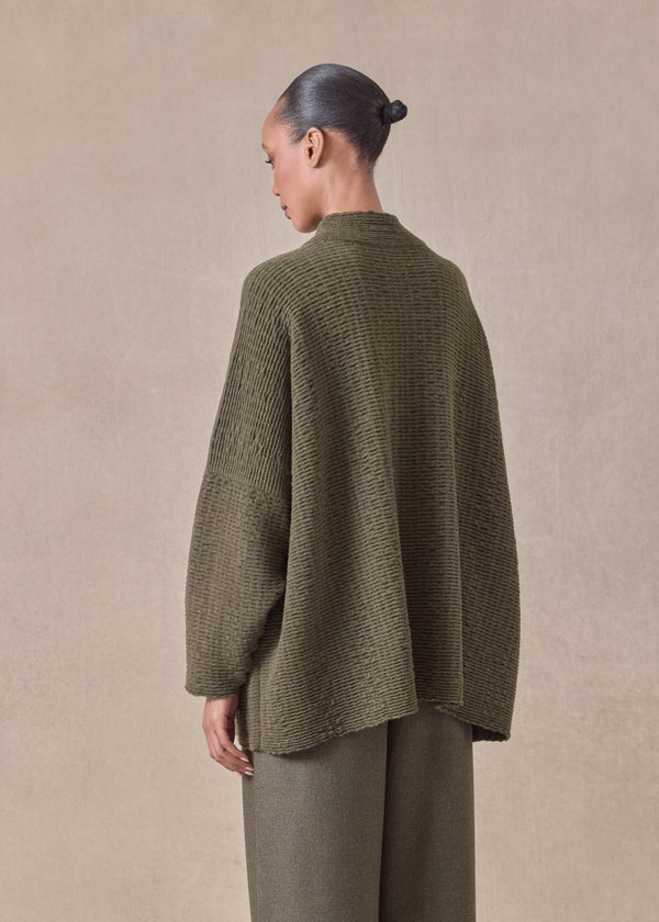 Eskandar Cashmere High Neck Button Cardigan - Long