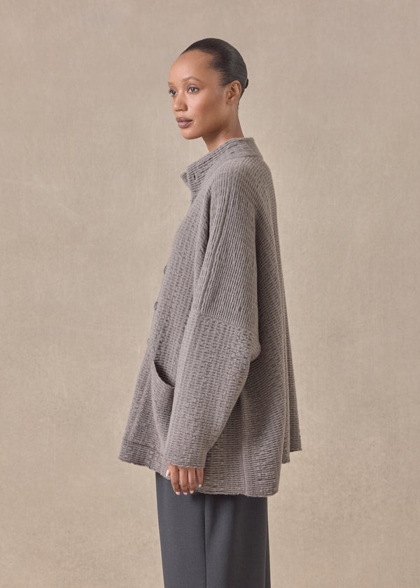 Eskandar Cashmere High Neck Button Cardigan - Long