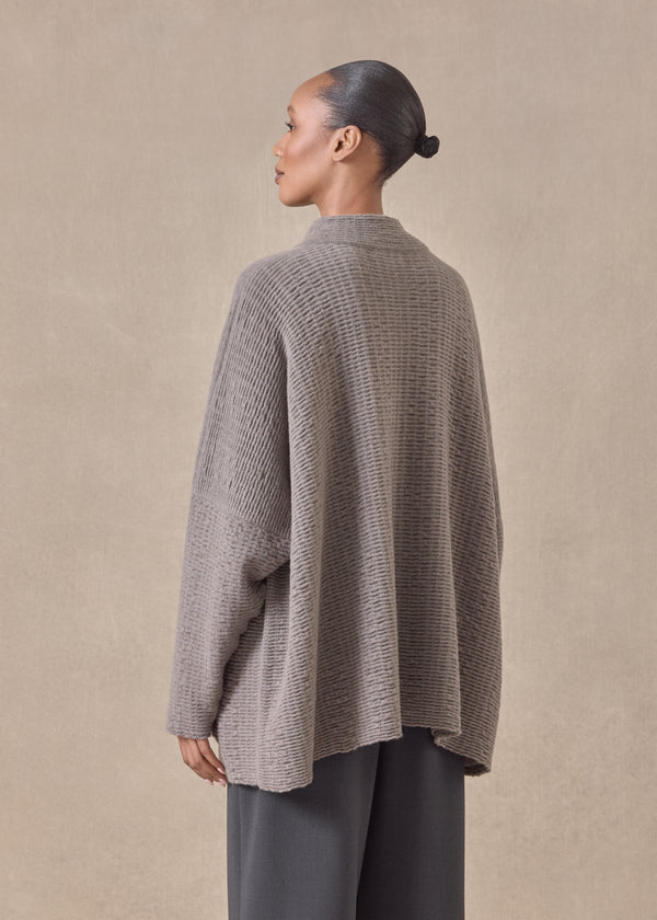 Eskandar Cashmere High Neck Button Cardigan - Long