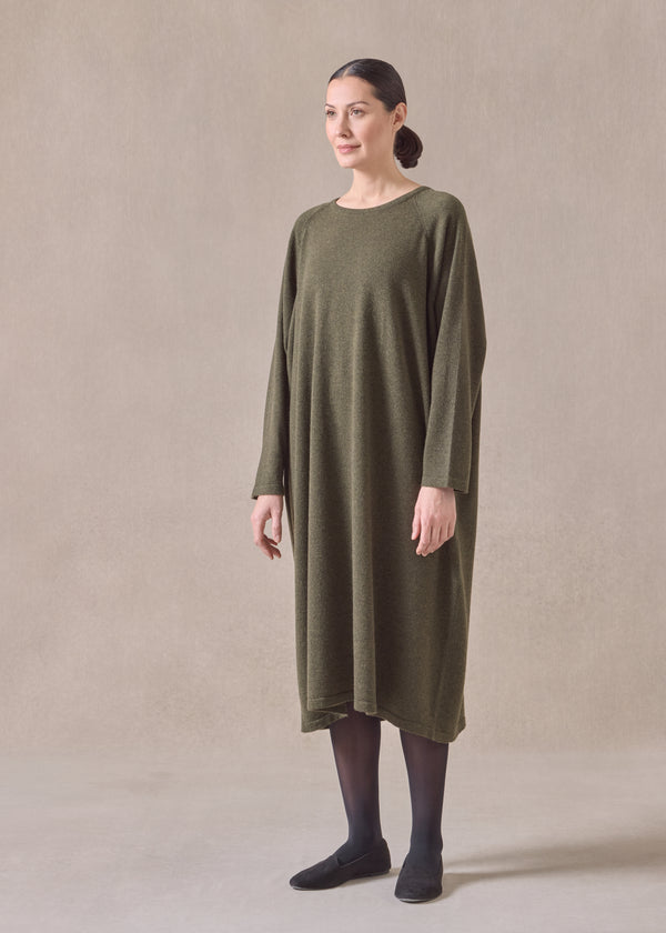Eskandar Cashmere Raglan Sleeve Round Neck Dress