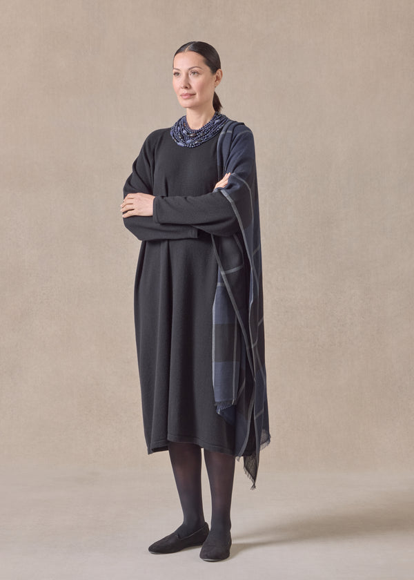 eskandar cashmere raglan sleeve round neck dress