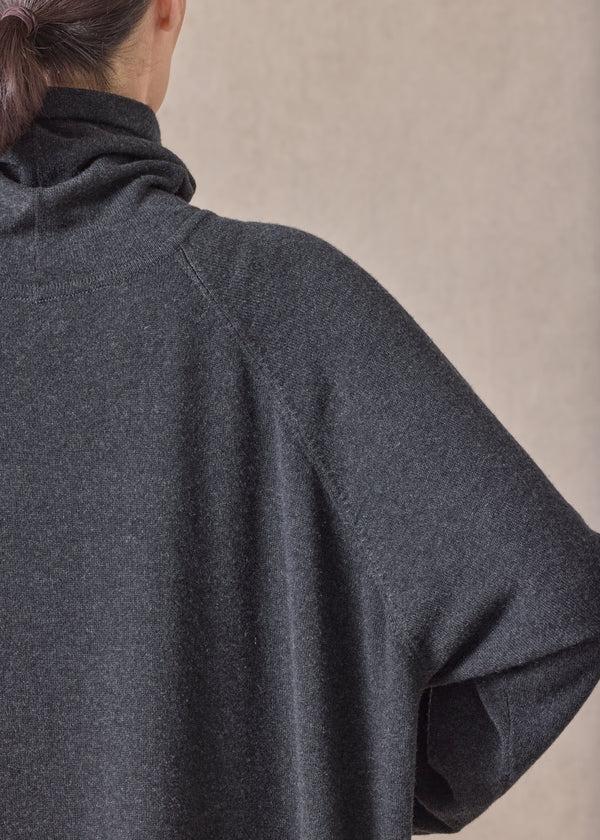 Eskandar Cashmere Raglan Sleeve Scrunch Neck Dress