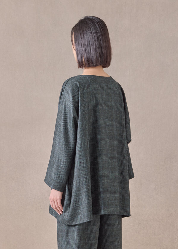 Eskandar Cashmere Silk Wool Mix Boat Neck Top - Long