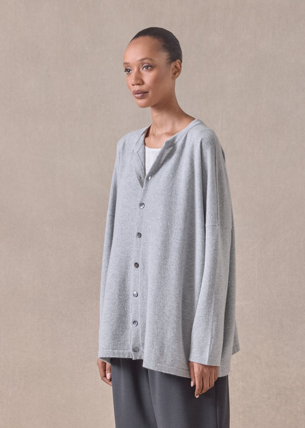 Eskandar Cashmere Slim Sleeve Cardigan - Mid Plus