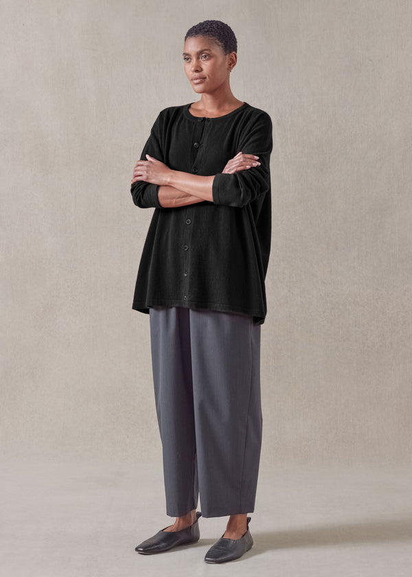 eskandar cashmere slim sleeve cardigan - mid plus