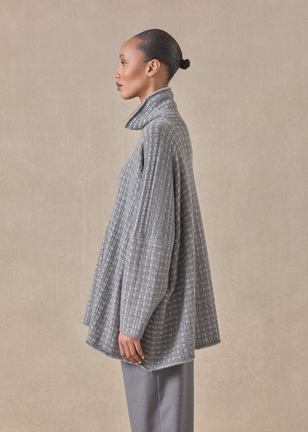 Eskandar Cashmere Slim Sleeve Funnel Neck - Long