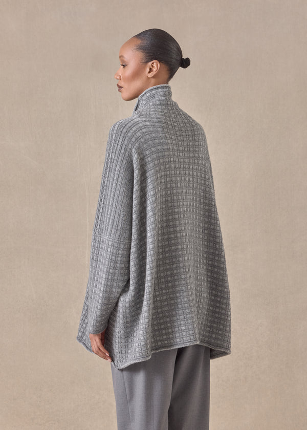 Eskandar Cashmere Slim Sleeve Funnel Neck - Long