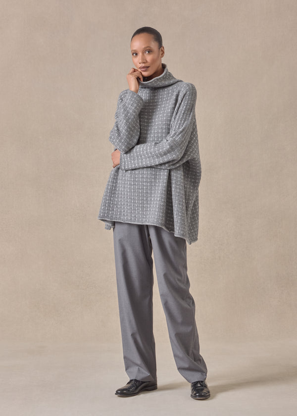 eskandar cashmere slim sleeve funnel neck - long