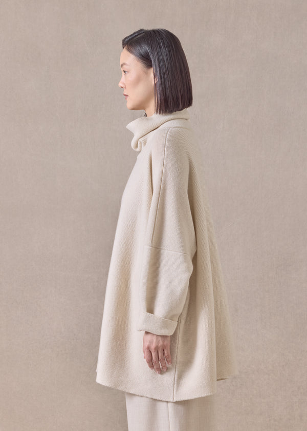 Eskandar Cashmere Slim Sleeve Monks Top - Long