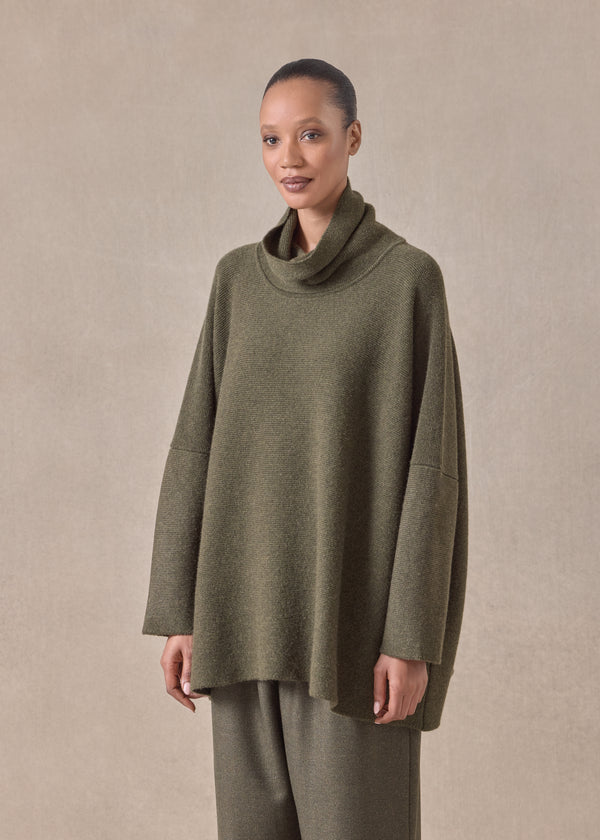 Eskandar Cashmere Slim Sleeve Monks Top - Long