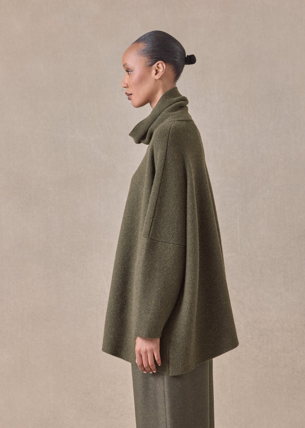 Eskandar Cashmere Slim Sleeve Monks Top - Long