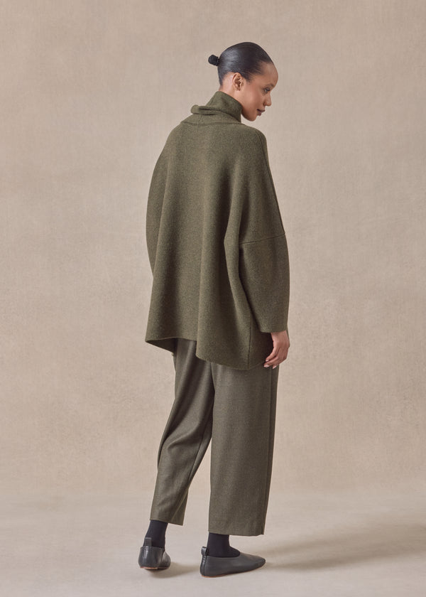 Eskandar Cashmere Slim Sleeve Monks Top - Long