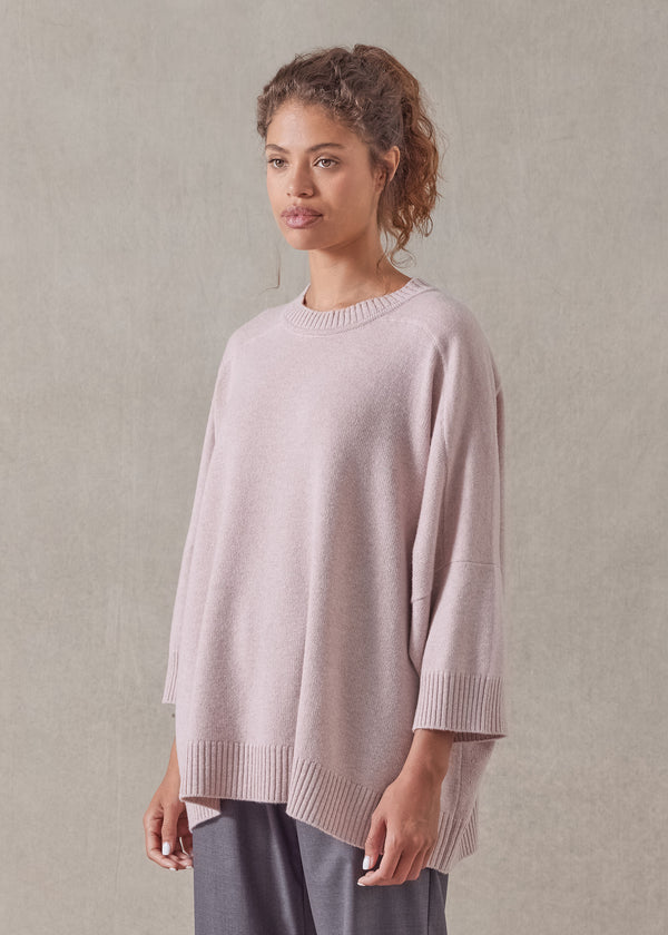 Eskandar Cashmere Sloped Shoulder Round Neck - Long