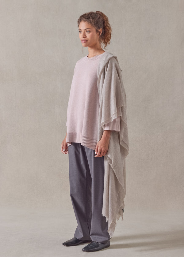eskandar cashmere sloped shoulder round neck - long