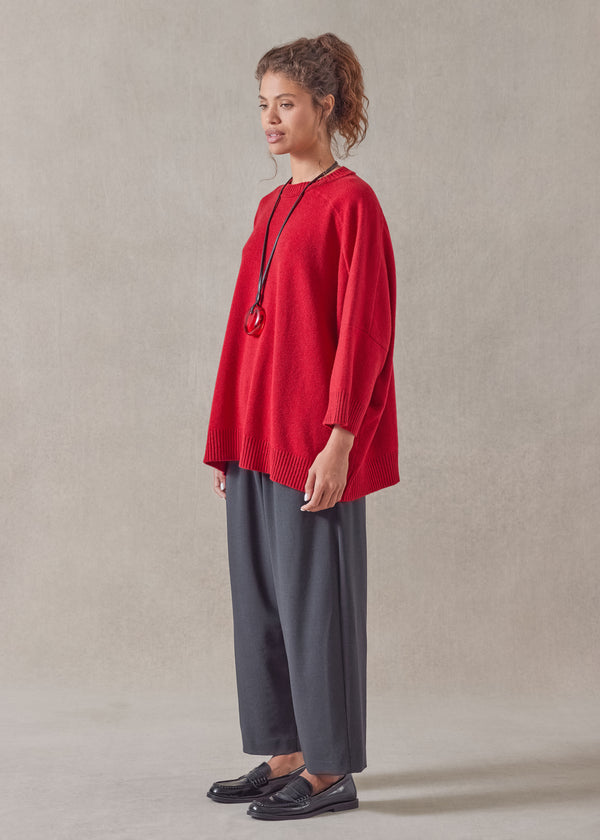 eskandar cashmere sloped shoulder round neck - long