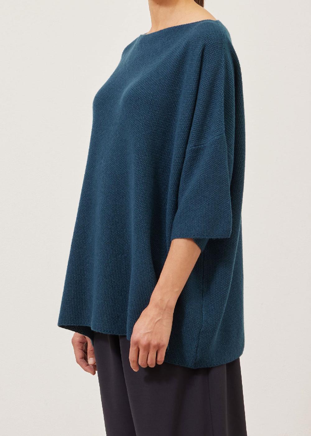 eskandar cashmere square 3/4 sleeve sweater - long