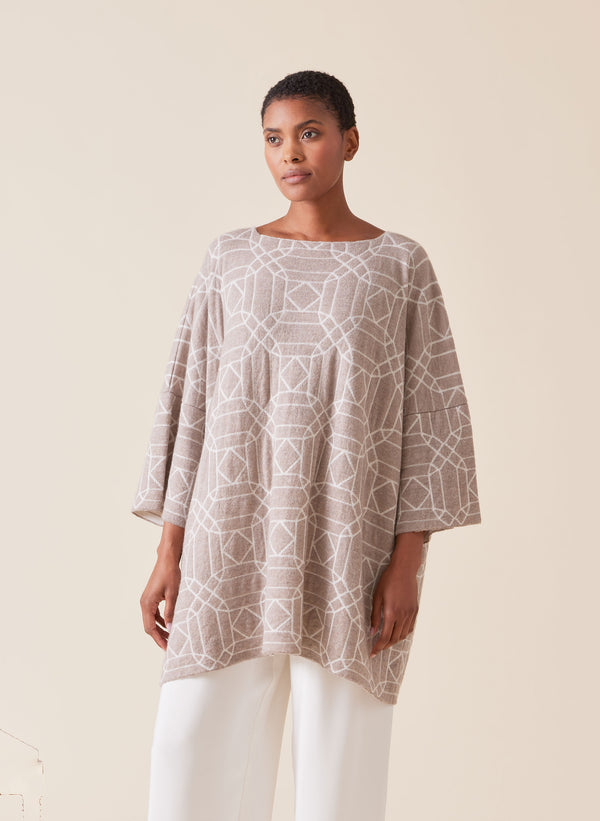 eskandar cashmere square 3/4 sleeve sweater - long