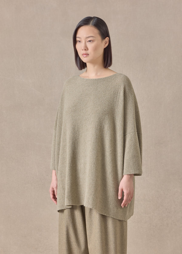 Eskandar Cashmere Square 3/4 Sleeve Top - Long