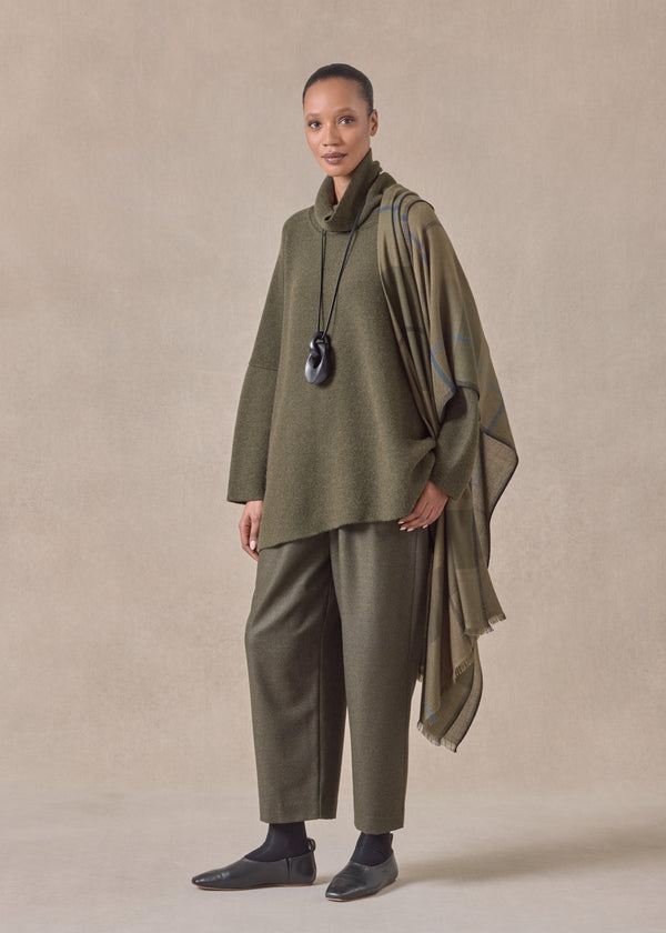 eskandar cashmere tartan check scarf