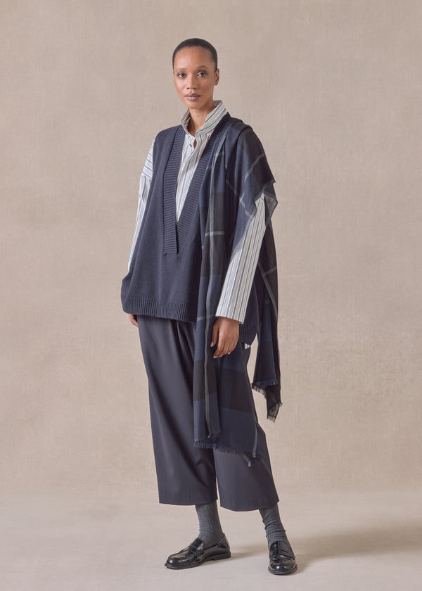 eskandar cashmere tartan check scarf