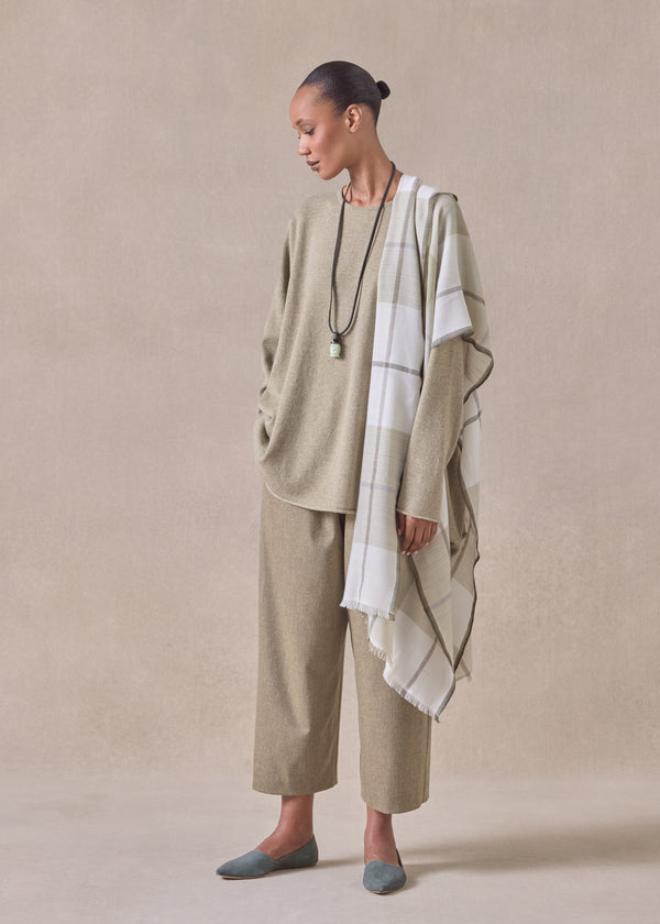 eskandar cashmere tartan check scarf