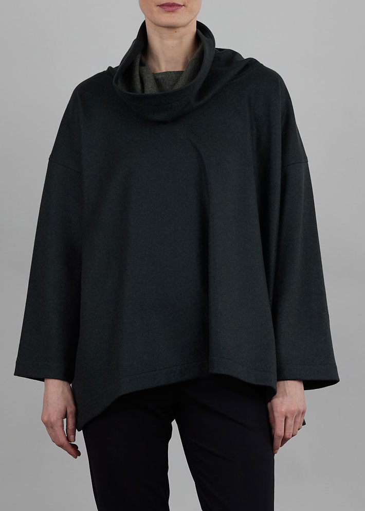 eskandar cashmere wide a-line monks top - long
