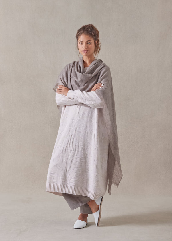 eskandar cashmere wide a-line round neck dress