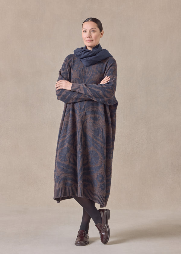 eskandar cashmere wide a-line round neck dress