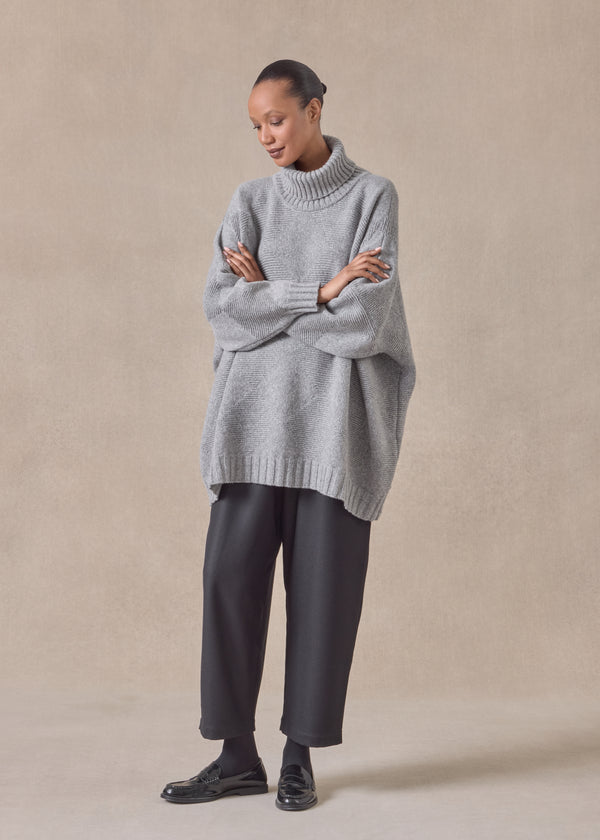 eskandar cashmere wide roll neck sweater - long