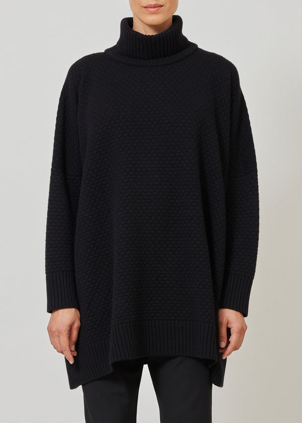 eskandar cashmere wide roll neck sweater - long plus