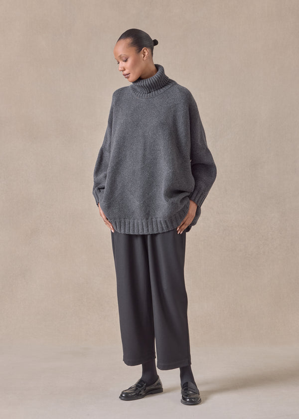 eskandar cashmere wide roll neck sweater - long