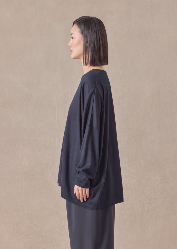 Eskandar Cashmere Wide Round Neck - Mid Plus