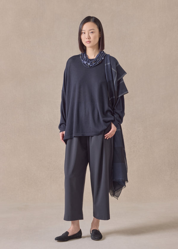 eskandar cashmere wide round neck - mid plus