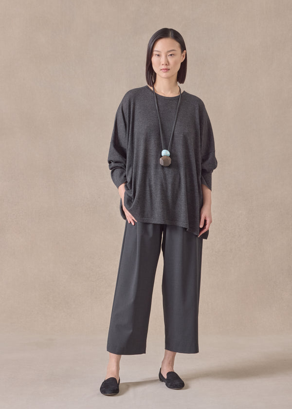 eskandar cashmere wide round neck - mid plus