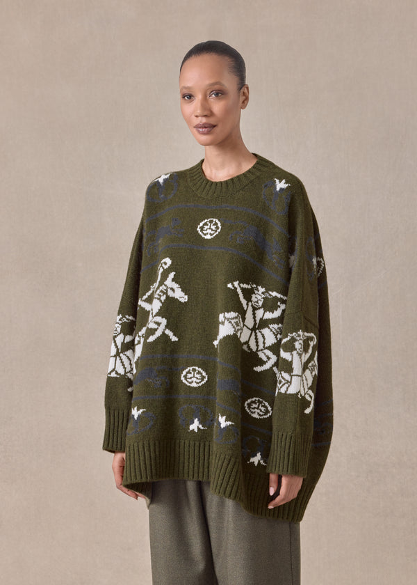 Eskandar Cashmere Wide Round Neck Sweater - Long