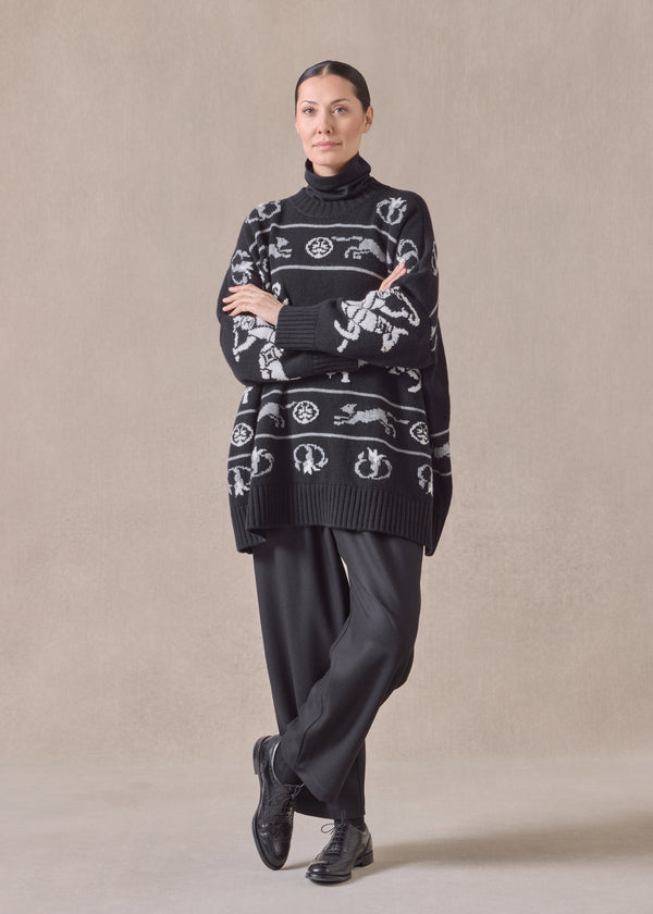 eskandar cashmere wide round neck sweater - long