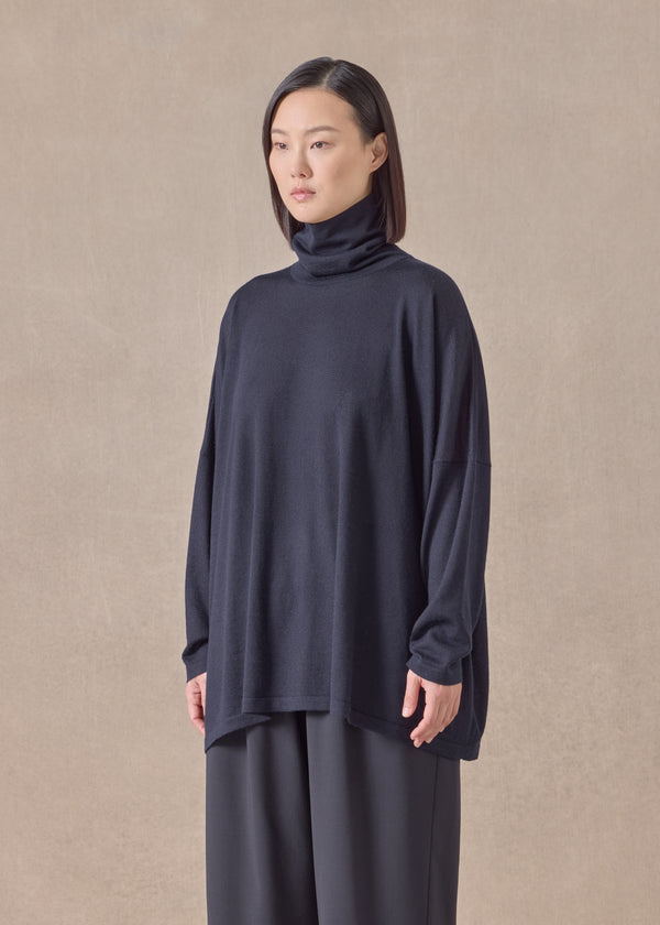 Eskandar Cashmere Wide Scrunch Neck - Mid Plus