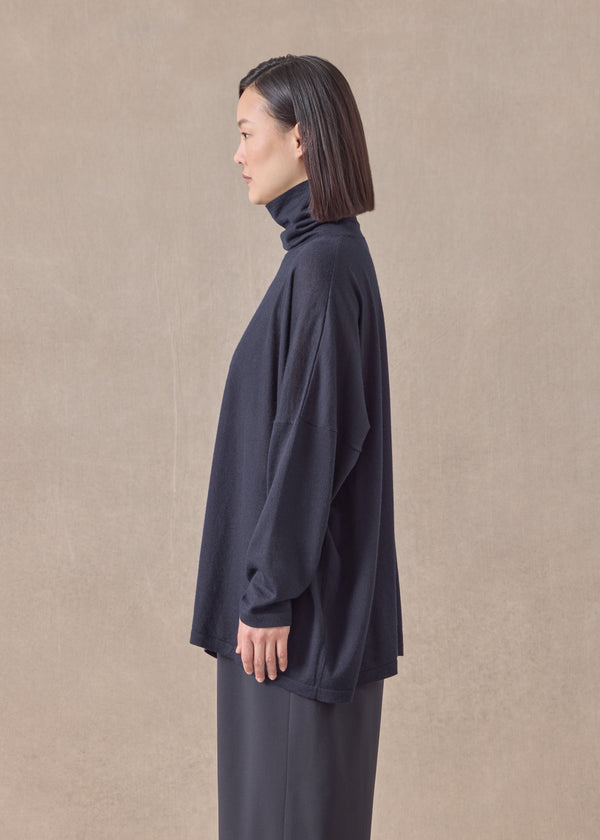 Eskandar Cashmere Wide Scrunch Neck - Mid Plus