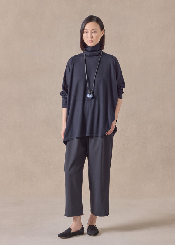 eskandar cashmere wide scrunch neck - mid plus