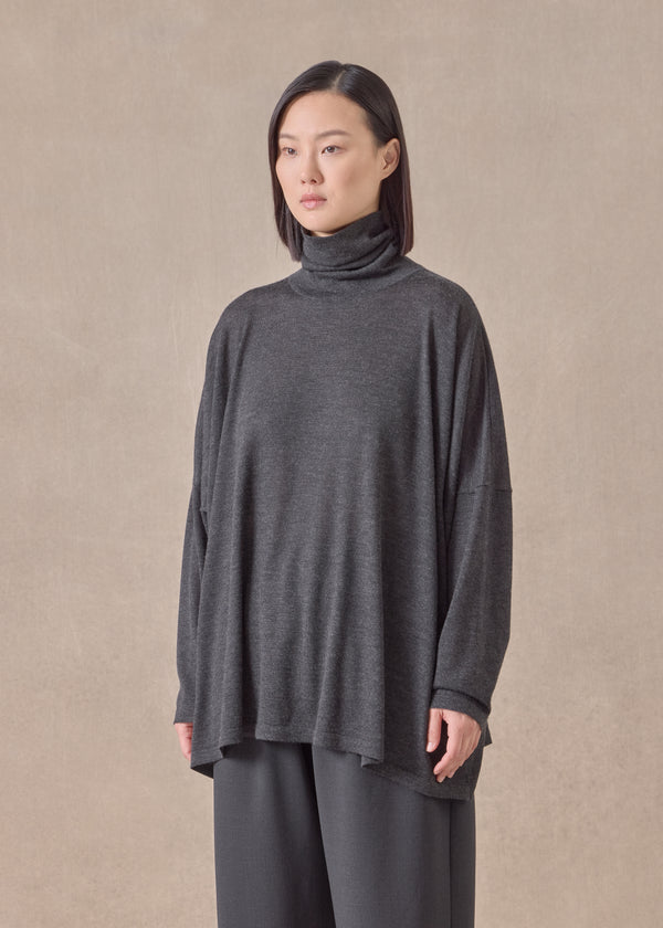 Eskandar Cashmere Wide Scrunch Neck - Mid Plus