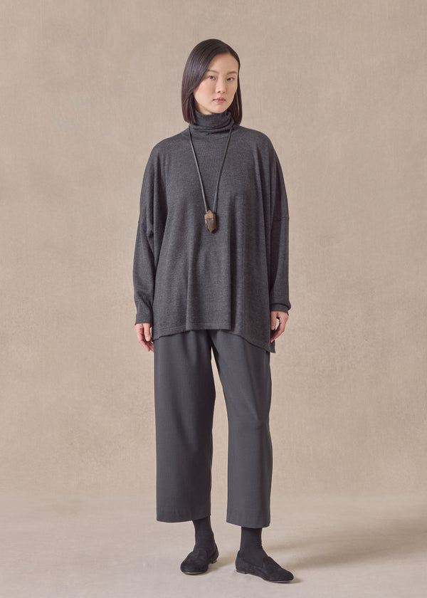 eskandar cashmere wide scrunch neck - mid plus