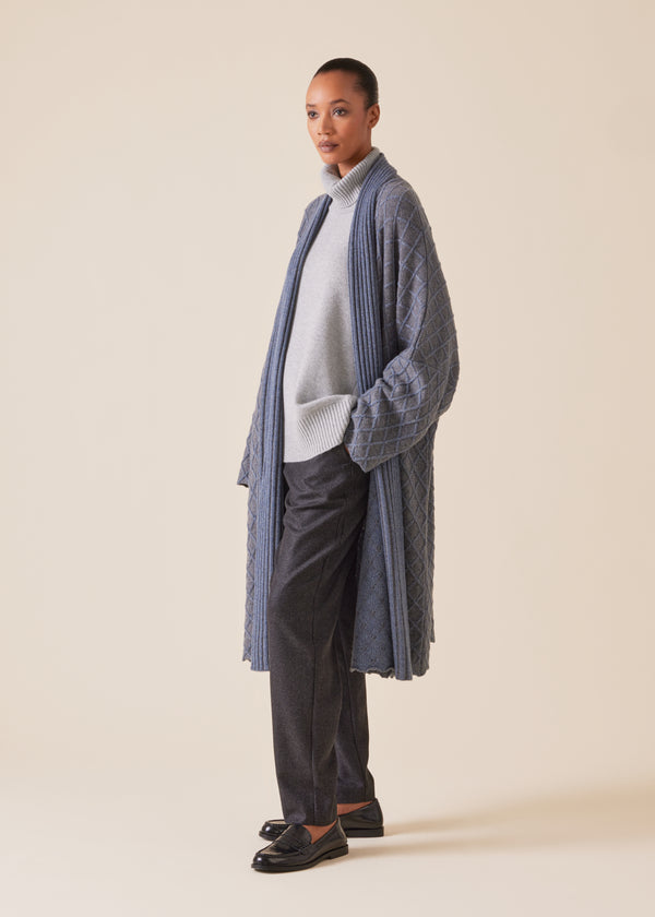 Eskandar Cashmere Wide Shawl Collar Cardigan Coat