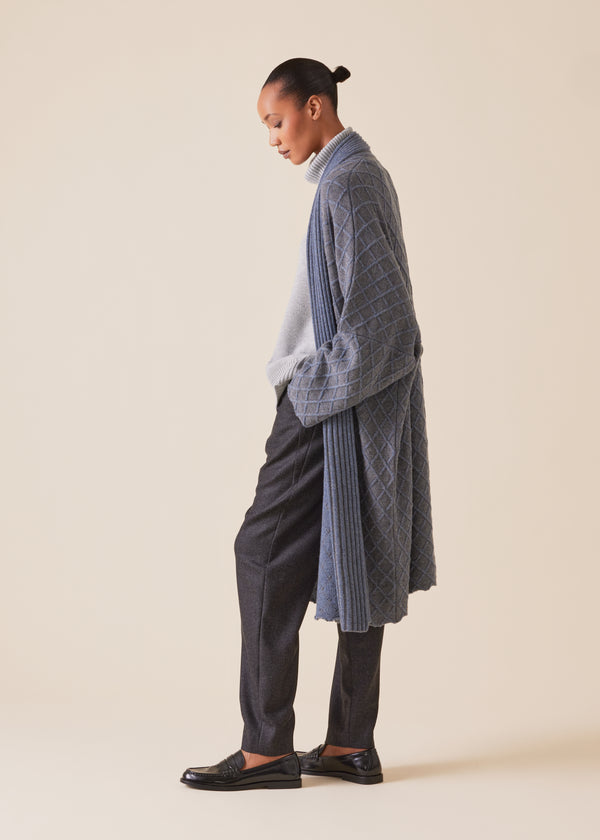 Eskandar Cashmere Wide Shawl Collar Cardigan Coat